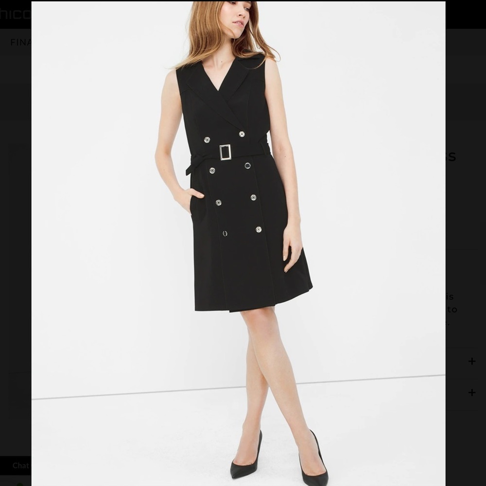 White House Black Market Sleeveless Trench Dress Black NWTS Fully Lined Classic